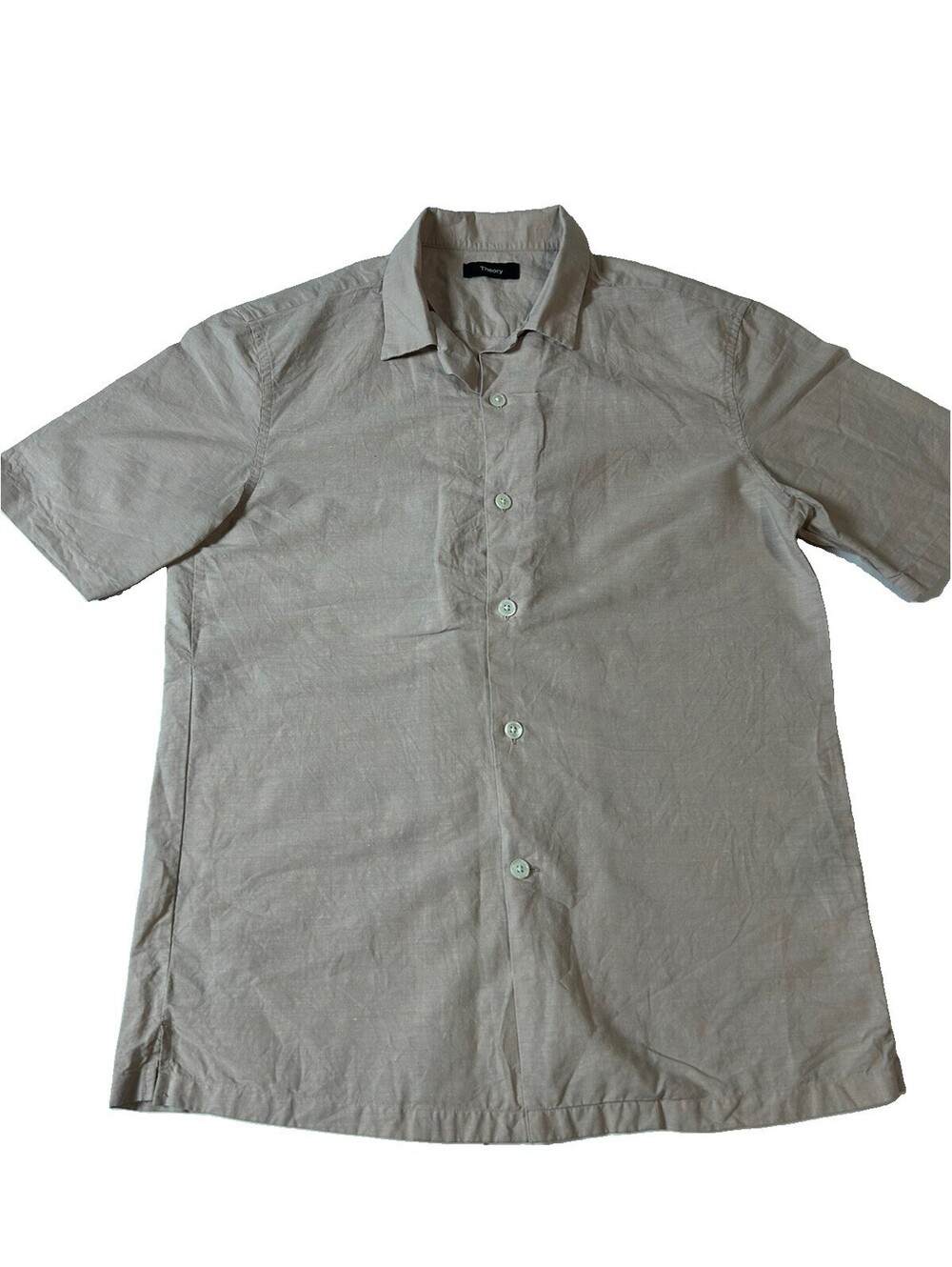 Theory Daze Viola Precise Linen Button Front Short Sleeve Shirt Size XS
